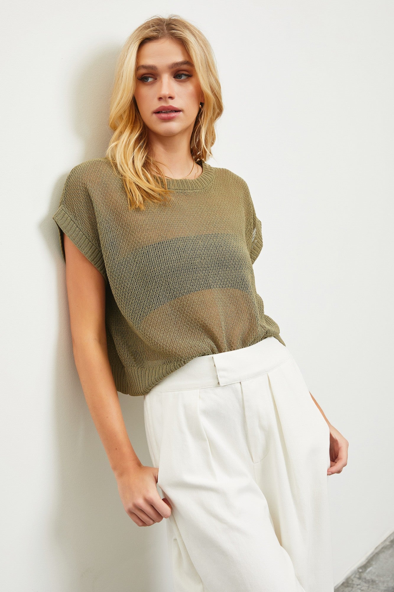 Boyfriend Knit Top in Olive