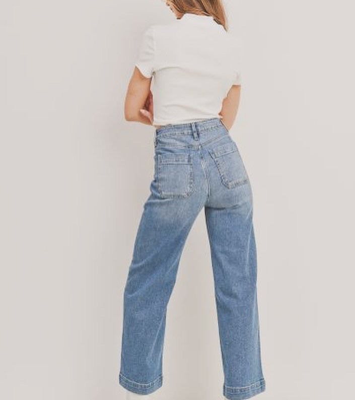 Jessie High Waisted Wide Leg Jeans in Light Blue