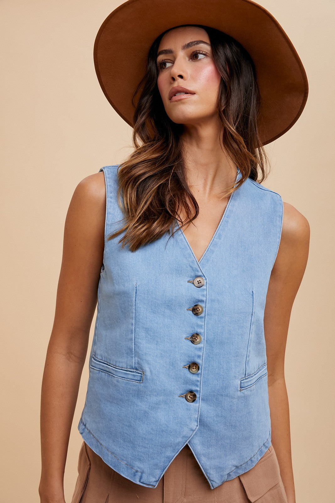 The 90’s Brittany Stretch Denim Vest