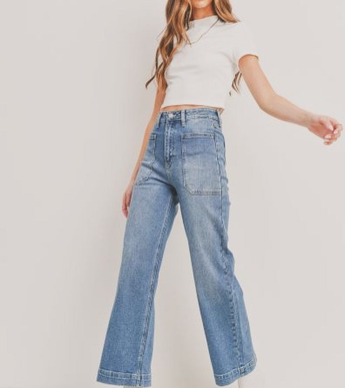 Jessie High Waisted Wide Leg Jeans in Light Blue