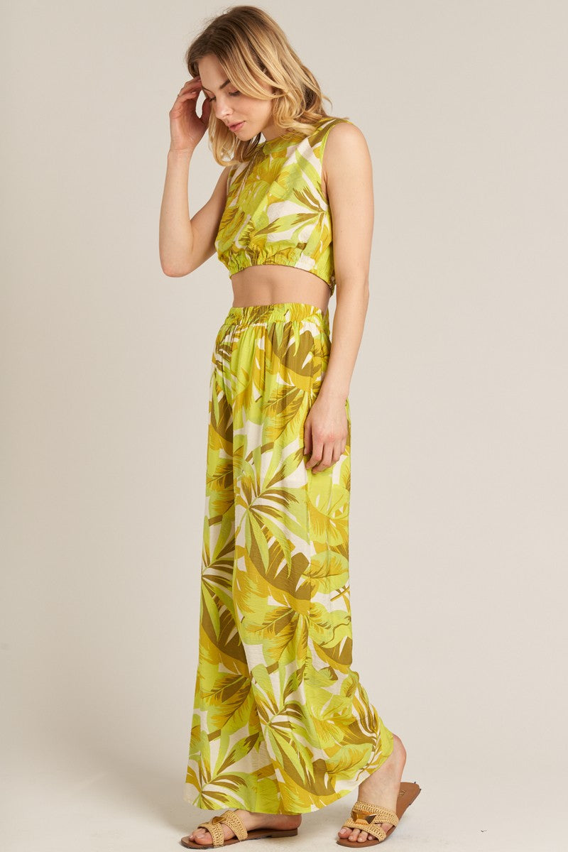 LEAVES WIDE LEG PANTS